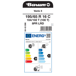 Barum 195/65 R16C 104/102T (100T) VANIS 3 8PR TL