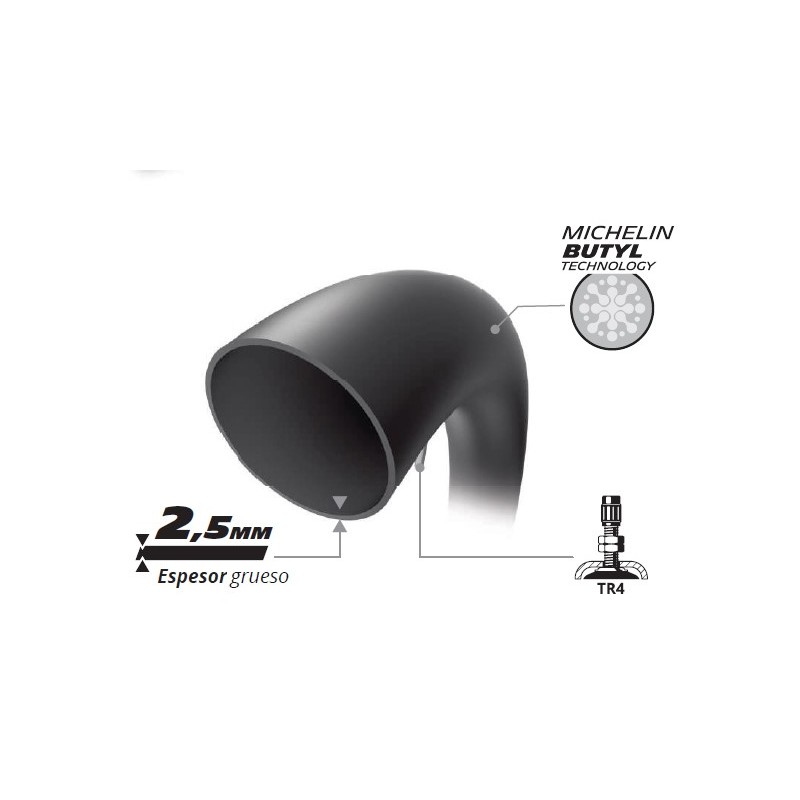 Chambre à Air Moto MICHELIN 90/100-16 RSTOP REINF - Valve TR4 Pour Cross Et Tout-terrain